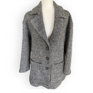 Avec Les Filles Black and Light Gray Wool Blend Swing Coatigan Size XS
